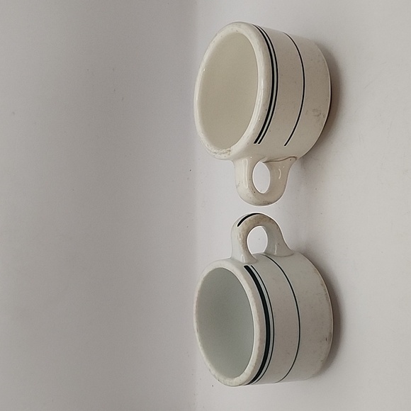 Vintage Heavy China Restaurant Ware Mugs Green Stripe 2 Count - Picture 3 of 10